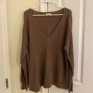 Brown Lucky Brand Knit V-Neck Sweater